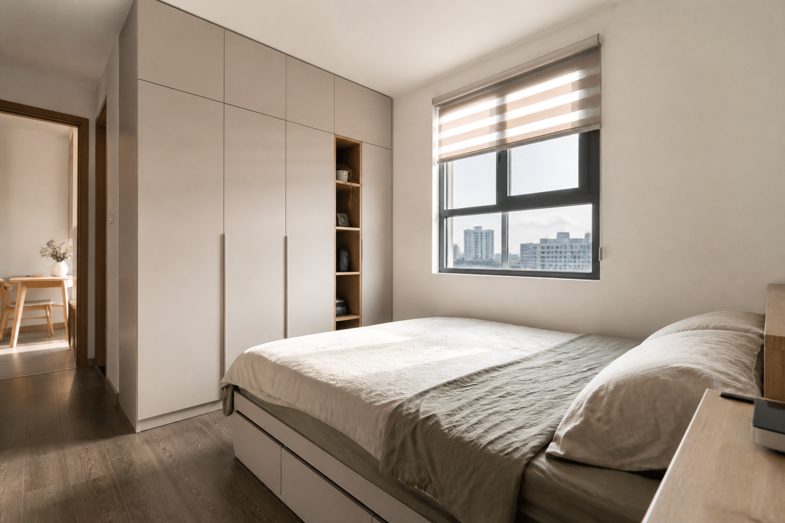 Tủ quần áo kịch trần phòng ngủ căn hộ 70m2